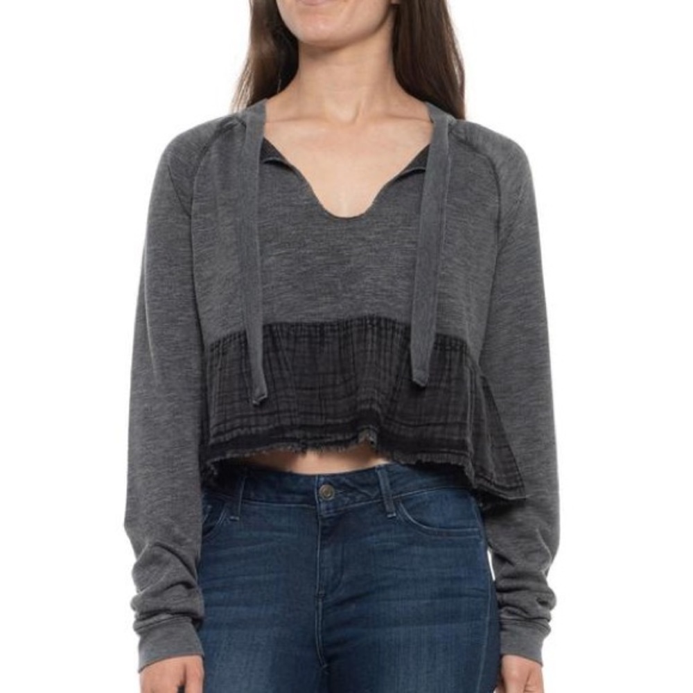 Free People Cropped Grey Hue Sweater